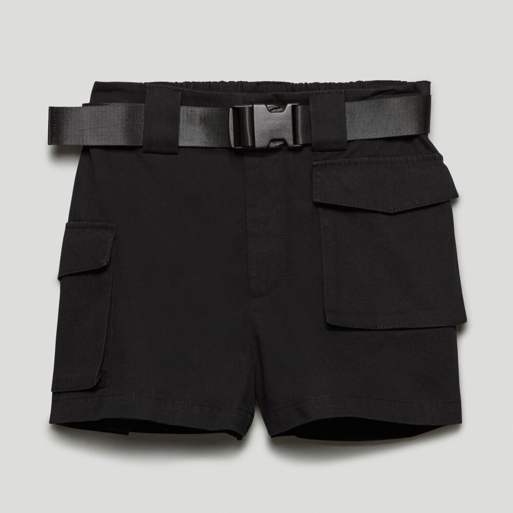TNA Belted 3 Inch Cargo Shorts - Black